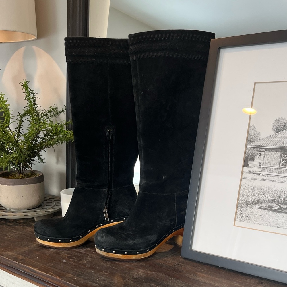 Ugg Rosabella Black Suede Leather Boots Size 6